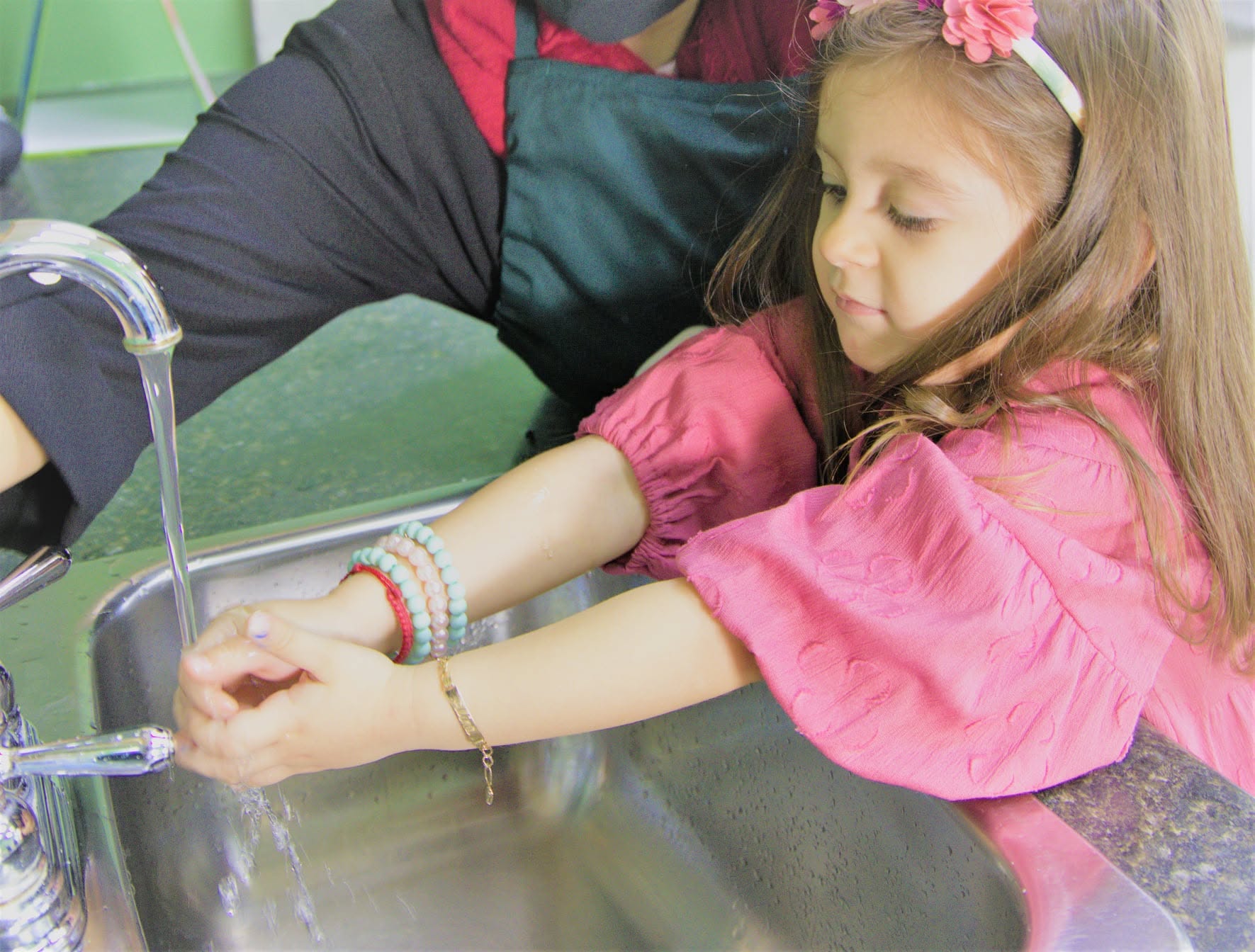 Washing up before meals at Little Muslims Skokie
